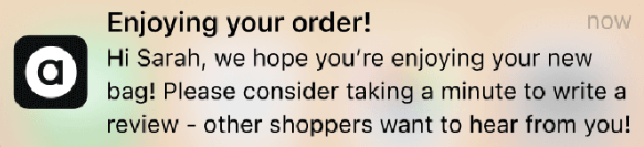 Personalized Push Notification from eCommerce Brand